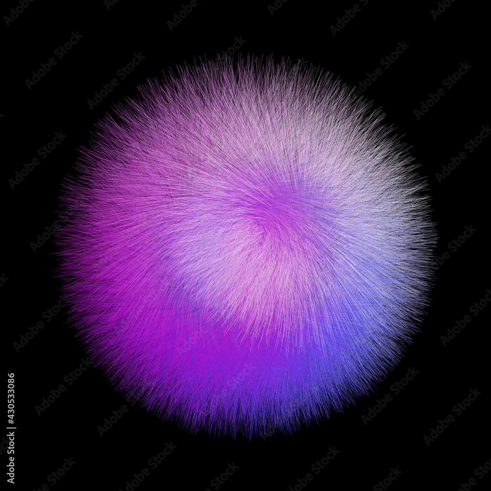 Poster abstract fur ball on black background for you projects. scribble sphere. vector design shape art