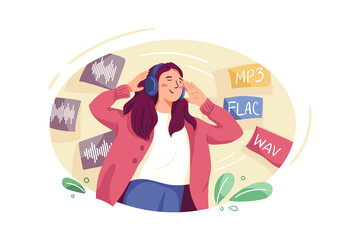 Podcast Illustration concept. Flat illustration isolated on white background.