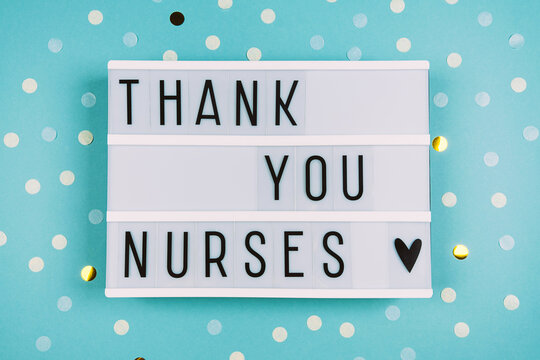 Lightbox with an inscription on a blue background. 