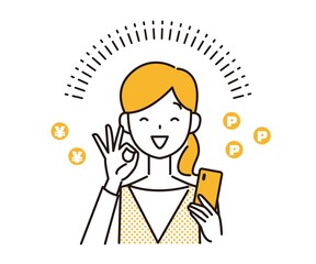 スマホで稼ぐ主婦のイラストカット ポイ活 OKサイン