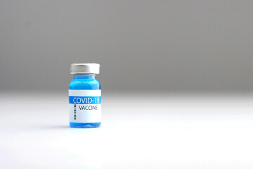 Coronavirus vaccine bottle.Vaccination covid-19, medical research and development concept. 