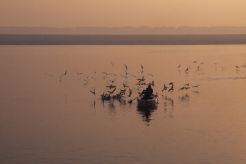 the boat in holy river ganga