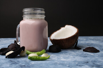 Solkadhi OR Kokum curry, A famous drink from Goa or Maharashtra`s Konkan region, served in a glass.