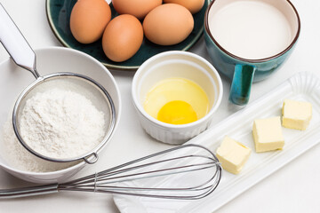 Whisk in bowl. Flour in sieve.
