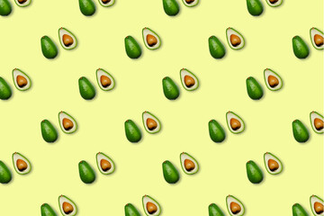 avocado patern on yellow background