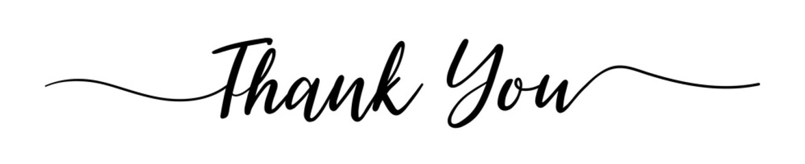 Thank You. Thank you hand Lettering. Typography Design Inspiration. Thank you lettering style word for sign, banner, card. Isolated. Black colored. On a white background. Vector - 430538472