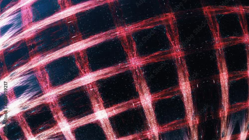 Poster abstract grunge creative cyberspace background with glowing red line square grid shape loop motion. 