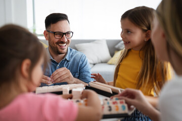 Obraz premium Happy family having fun times at home