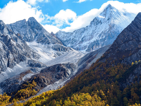 beautiful landscape of mount Yangmaiyong in yading nature reserve ,The Yading Nature Reserve in the Kham region of Sichuan is one of the most beautiful places on the Tibetan Plateau