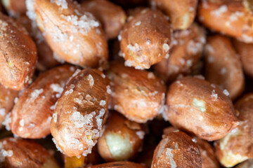 salted peanuts, close-up, macro photograph