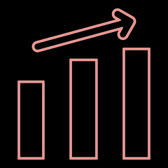 Neon growth chart the red color vector illustration flat style image