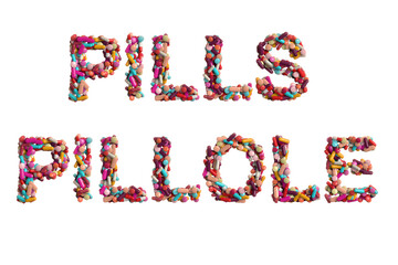 3d Words, pills, pillole, pharmacy