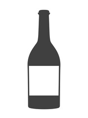 Vintage wine bottle with white label isolated on white. Ready for place an ad. Vector illustration.