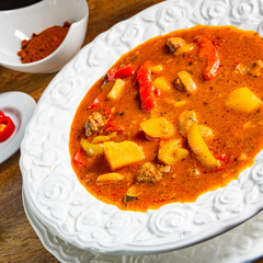 Delicious Hungarian-style goulash soup