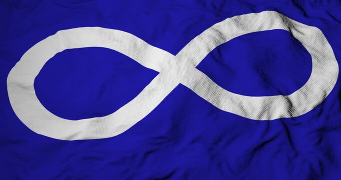 Full frame 3d animation of a M&eacute;tis flag waving.
