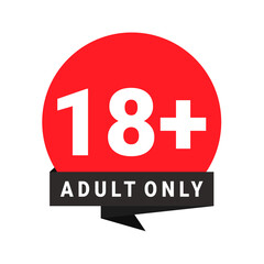 Obraz premium 18 plus sign. Adult only.Warning only for 18 years and over. Eighteen years over. Under eighteen years prohibition sign. Illustration vector