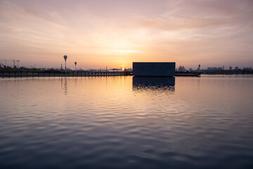Amazing sunset on Beer Sheva lake. Israel