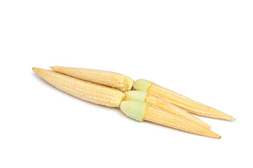 Baby corn isolated on white background.