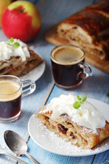 Traditional Austrian strudel with apples