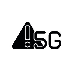 5g connection with carefully sign glyph icon. High speed internet. Thin line customizable illustration. Contour symbol. Vector isolated outline drawing.