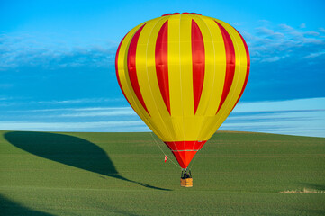 Hot air balloon is just relieved, and later ready for landing