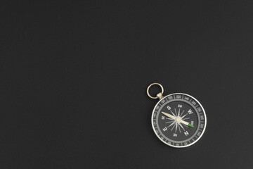 Compass on black table with room for text
