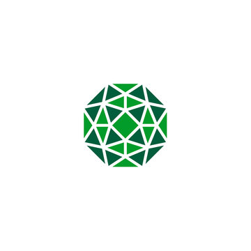 Beauty Octagon Emerald Gemstone Jewel with simple line style for Jewelry Crystal logo design