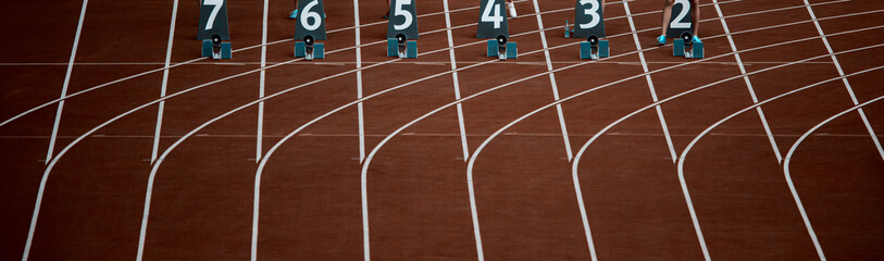 Starting blocks in track and field. Professional sport concept