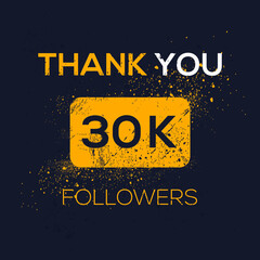 Creative Thank you (30k, 30000) followers celebration template design for social network and follower ,Vector illustration.