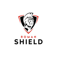 Ancient Roman Spartan Knight Warrior Hero with Shield for Fight Club Badge Sport Team Emblem logo
