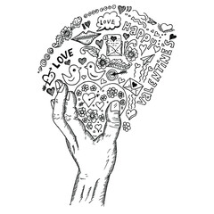 Happy Valentine's Day, doodle illustration