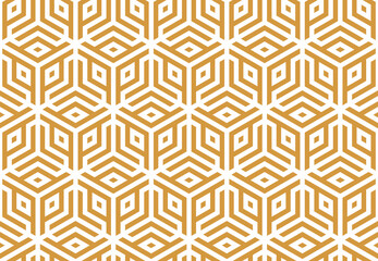 Abstract geometric pattern. A seamless vector background. White and gold ornament. Graphic modern pattern. Simple lattice graphic design