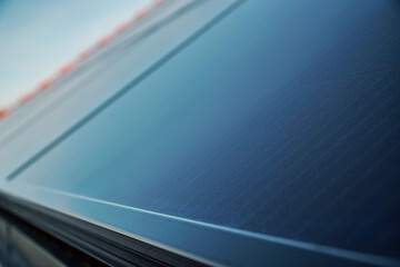 Solar panel cell close up - renewable energy, clean electricity, future power.