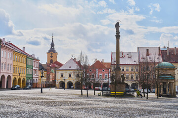 Fototapeta premium Jicin, Czech Republic - April 25 2020: Historical centre of Jicin town