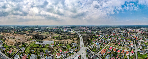 Żory, miasto na Śląsku, panorama z lotu ptaka