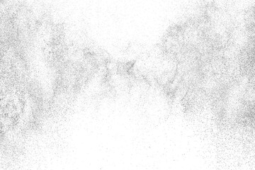 Distressed black texture. Dark grainy texture on white background. Dust overlay textured. Grain noise particles. Rusted white effect. Grunge design elements. Vector illustration, EPS 10.