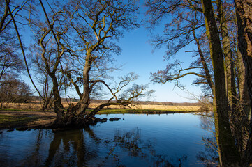 Klostermølle near Skanderborg. The old paper mill, with its black tar-treated wooden battens, testifies to a bygone industry. The lake is framing the area