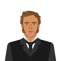 Man with sideburns in retro suit