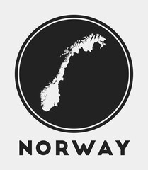 Norway icon. Round logo with country map and title. Stylish Norway badge with map. Vector illustration.
