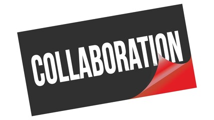 COLLABORATION text on black red sticker stamp.