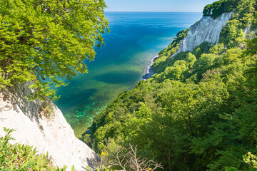 Panoramic view for Baltic sea from chalk cliffs on Rugen island.