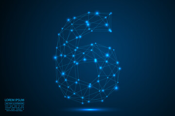 Abstract number six, figure 6, consisting of triangles, circles, spots of decay, stars. Vector eps 10.