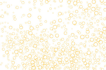 Golden air Bubbles, oxygen, champagne crystal clear isolated on white background modern design. Vector illustration of EPS 10.