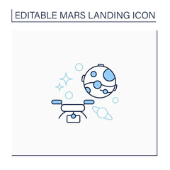 Helicopter drone line icon. Special observing digital device. Sending drones on Mars. Mars landing concept. Isolated vector illustration. Editable stroke