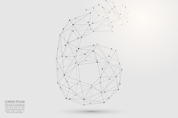 Abstract number, figure destruction consisting of triangles, circles, decay spots, stars. Vector eps 10.