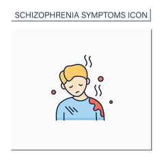 Poor care color icon. Personal hygiene deterioration. General apathy.Schizophrenia symptoms concept. Isolated vector illustration