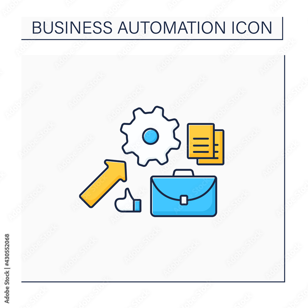 Poster integration business auto color icon. online, real-time authorization tool. create, manage and invoi