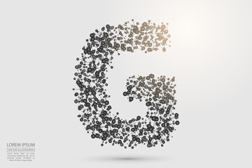 Abstract letters font is composed of three-dimensional triangles, lines, dots and spider webs of connections. Vector illustration eps 10.