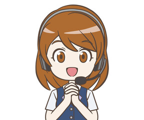 胸の前で手を組むオペレーターの女性