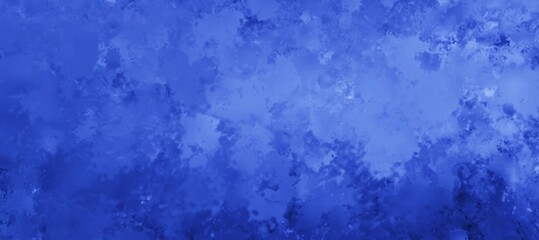 Blue background concept with grungy pattern painted in grunge texture border design, abstract distressed panoramic banner with blank bright center